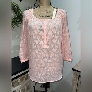 LC Lauren Conrad Light Pink Lace Blouse
